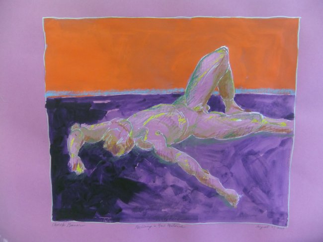 Reclining Male Nude in Mixed Media