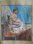 Seated Male Nude in Mixed Media