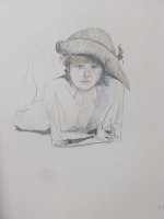 Female Nude with Hat Lifedrawing