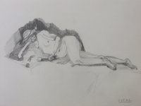 Reclining Female with Hat Lifedrawing
