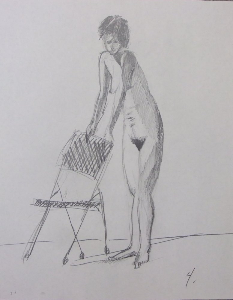 Standing Female Nude with Chair Lifedrawing