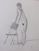 Standing Female Nude with Chair Lifedrawing