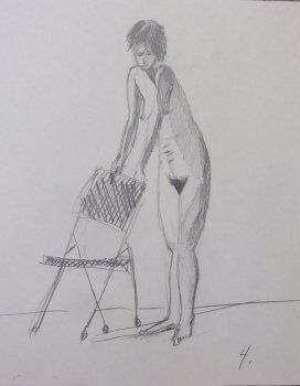 Standing Female Nude with Chair Lifedrawing