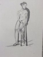 Seated Female Nude with Stool Lifedrawing