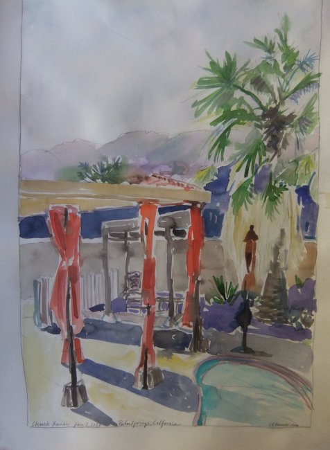 Red Draperies, Poolside, Palm Springs, California