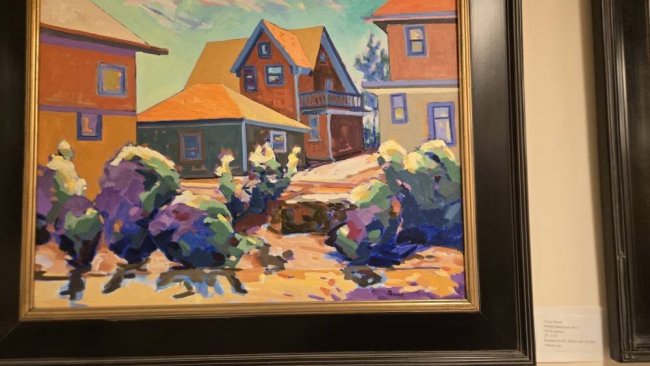 Close up of a typical painting at the January 30, 2025 Gallery Vanitas reception and exhibition.