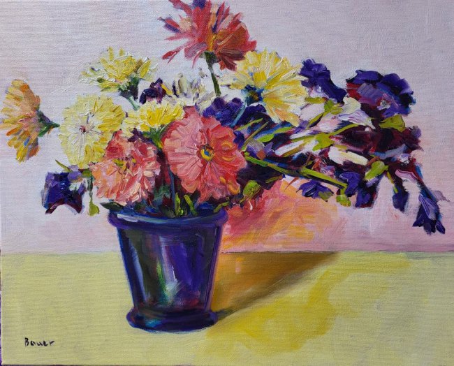 Zinnias and Petunias