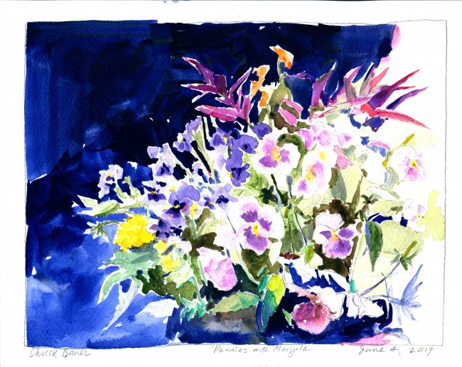 Pansies with Marigold