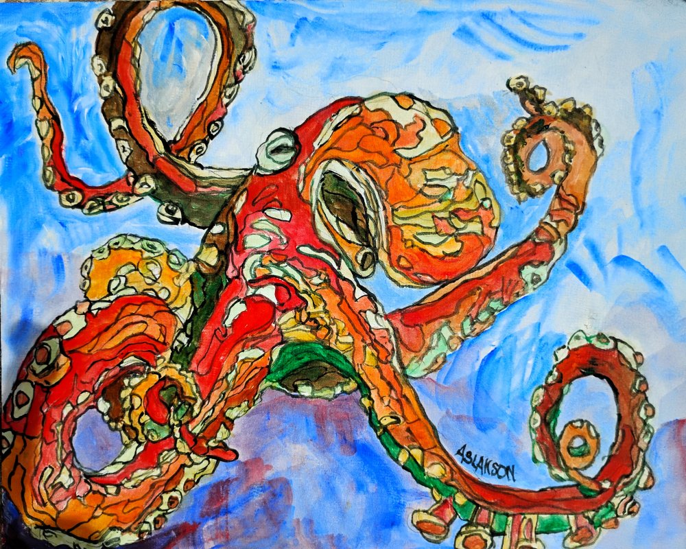 Octopus on Blue 1
