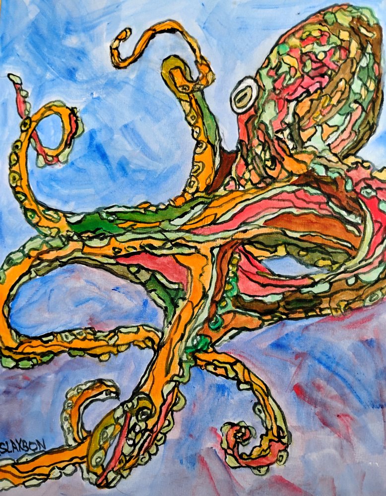Octopus on Blue 2