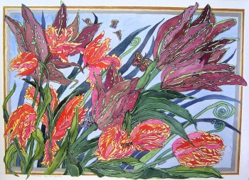 Tulips with Butterflies
