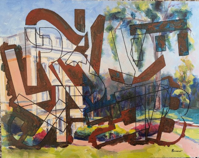 Stencils over Bascom Hall, UW Campus, Madison, WI