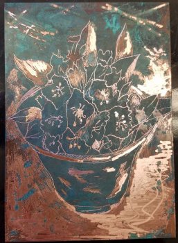 Copper plate for Bouquet in a Bowl