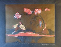 Still Life with Orchids - monoprint