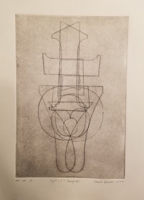 Digits 1, 5, 7 (Monoprint)