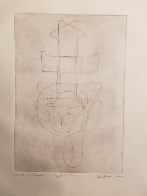 Digits 1, 5, 7 (Monoprint)