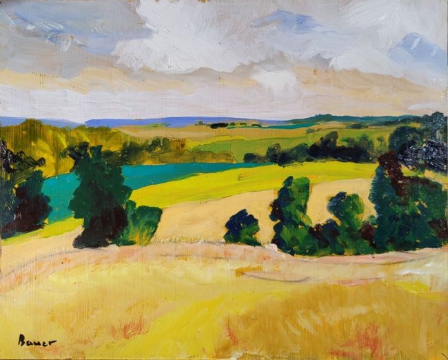 View from Hayfield (No. 1 of a pair of plein air paintings.)