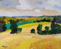 View from Hayfield (No. 1 of a pair of plein air paintings.)