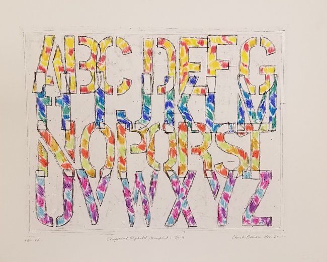 Compressed Alphabet Monoprint No. 9