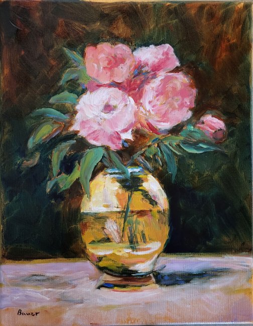 Peonies in a Glass Vase after Manet