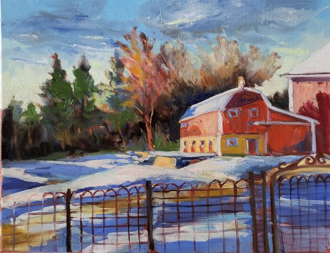 N9075 York Center Road, Barnyard in Snow with Fence