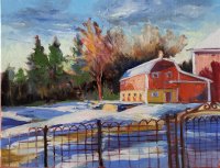 N9075 York Center Road, Barnyard in Snow with Fence