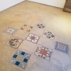 Mosaic medallions in concrete floor 2020