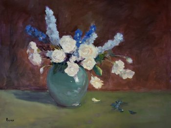 White Roses and Delphinium