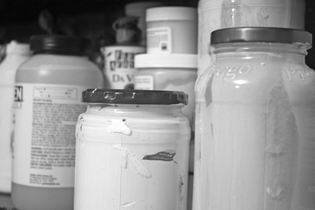 Paint shelf in studio